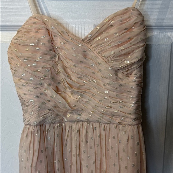 ⭐️ Jill Stuart Strapless Light Peach Silk Gown with Silver Accents - size 8 - Picture 8 of 13